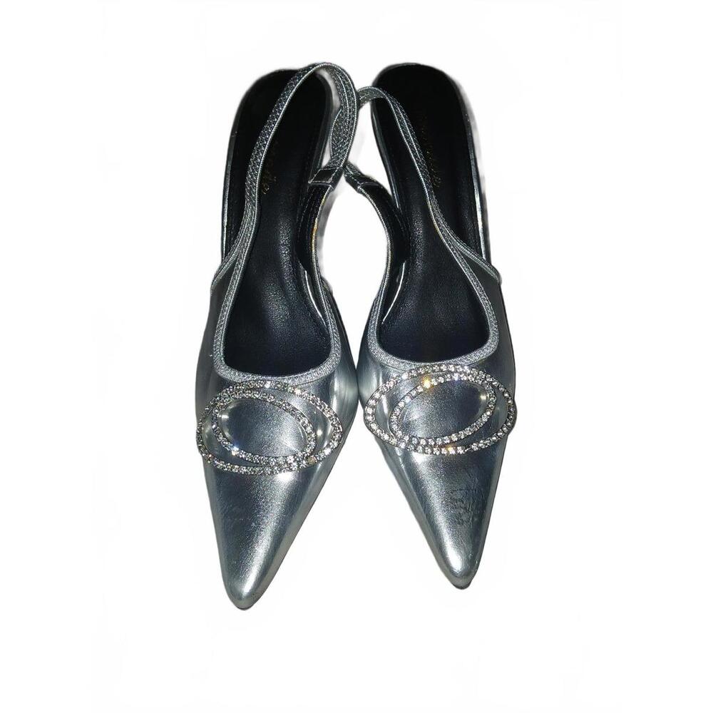 Lemonade Interlocking Women's Diamante Detail Pointed Toe Slingbackheel,8